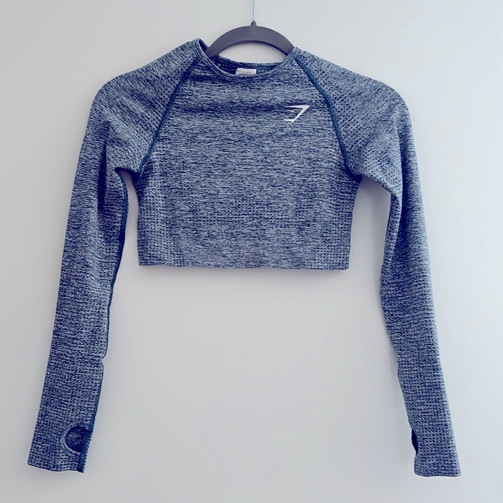 Gymshark | Teal Marl | Vital Seamless Long Sleeve Crop Top | S